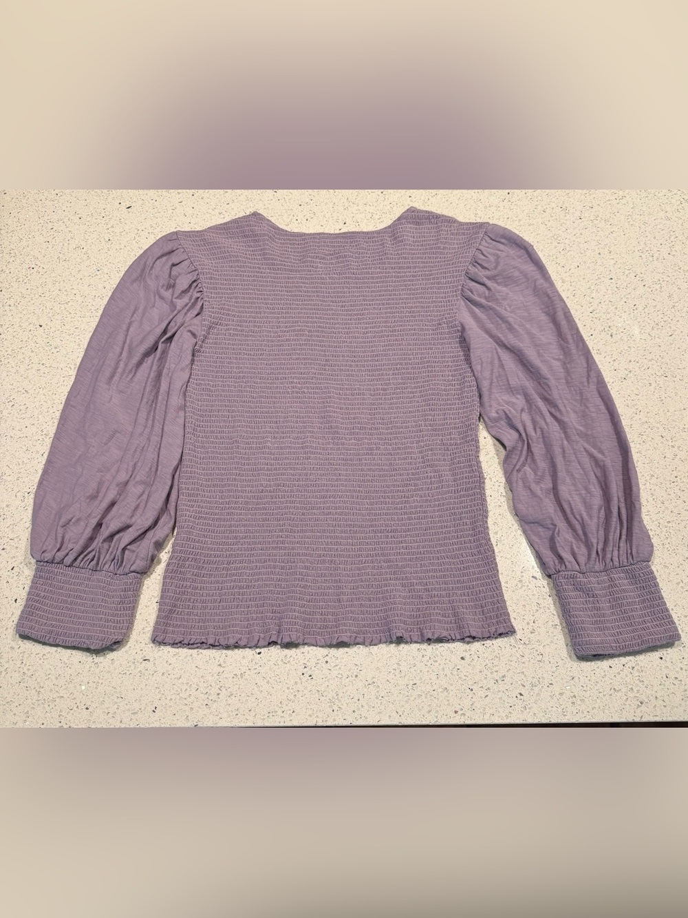 Nation LTD Lavender Puff-Sleeve Smocked Pima Cotton Top XS - Picture 5 of 7
